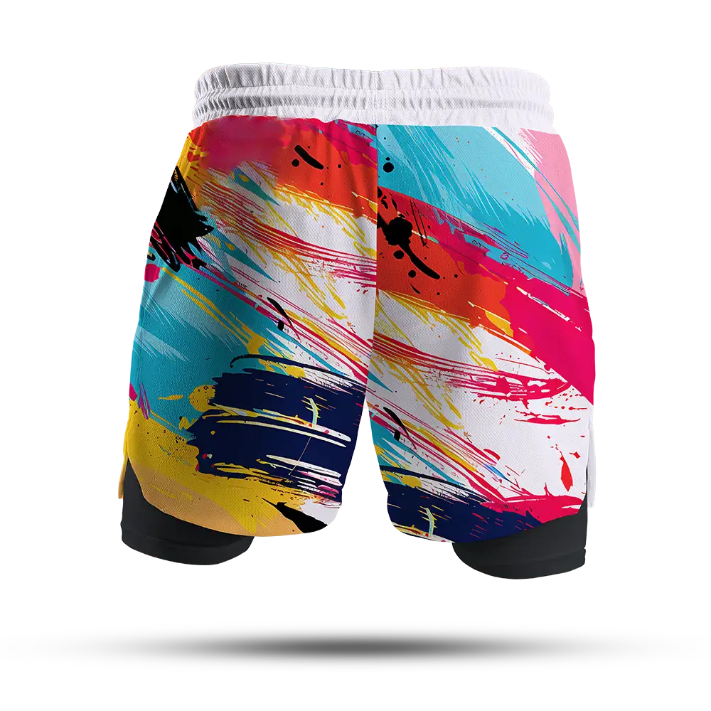 Custom Watercolor Double-Layer Fight Shorts