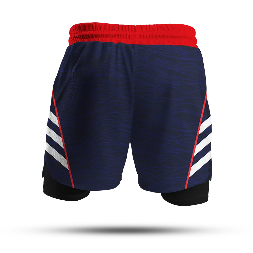 Custom Navy Double-Layer Fight Shorts