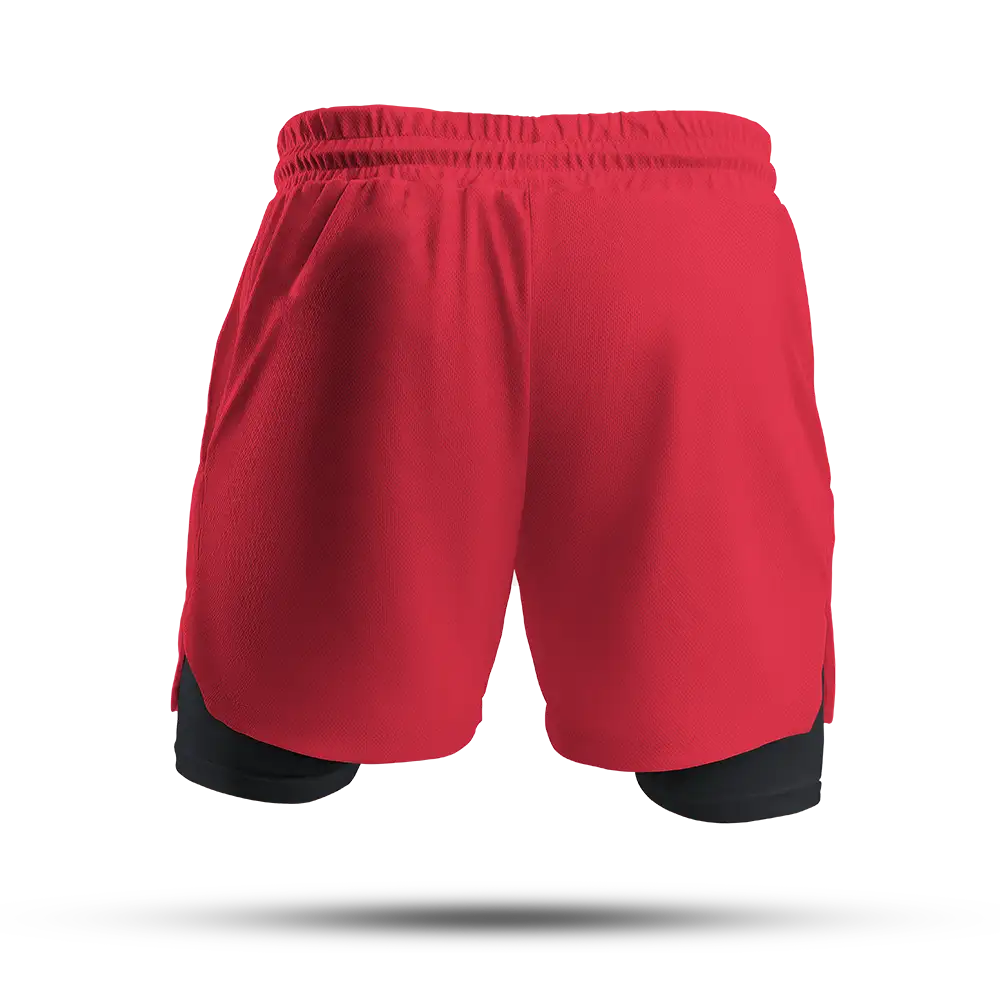 Custom Red Double-Layer Fight Shorts