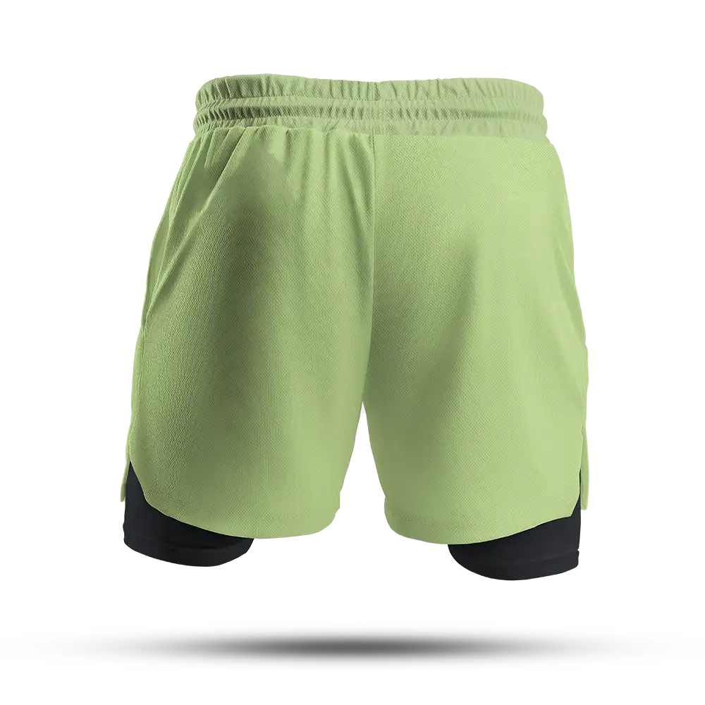 Custom Green Double-Layer Fight Shorts