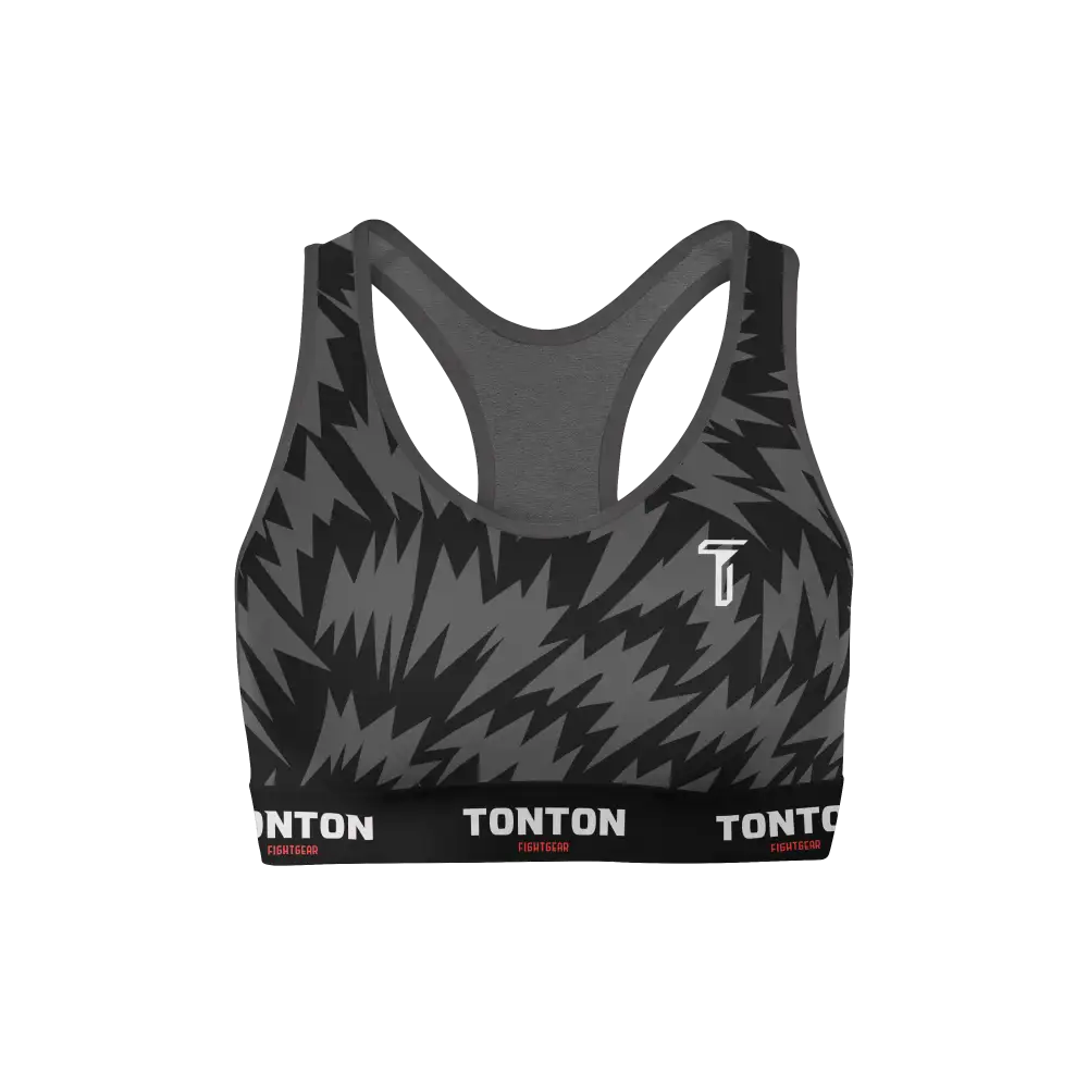Custom Black Flash Boxing Racerback Sports Bra