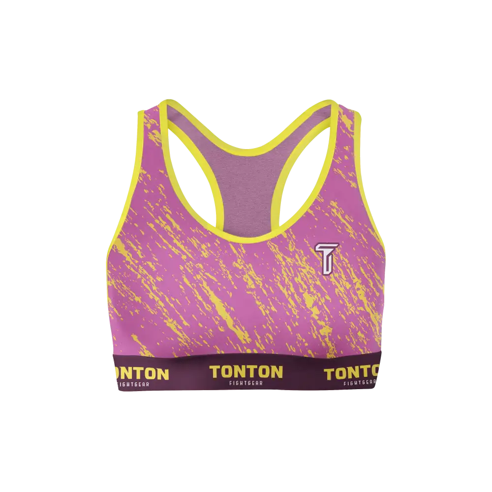 Custom Pink Cyclone Boxing Racerback Sports Bra