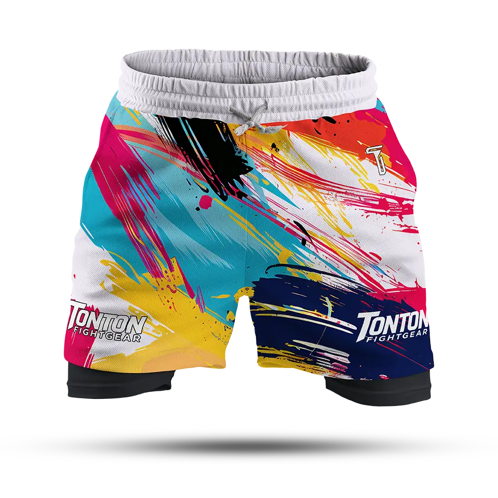 Custom Watercolor Double-Layer Fight Shorts