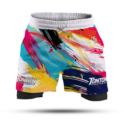 Custom Watercolor Double-Layer Fight Shorts