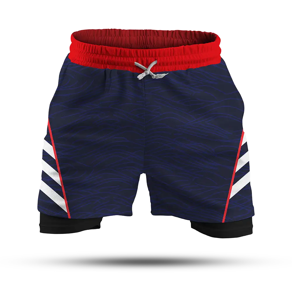 Custom Navy Double-Layer Fight Shorts