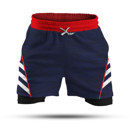 Custom Navy Double-Layer Fight Shorts