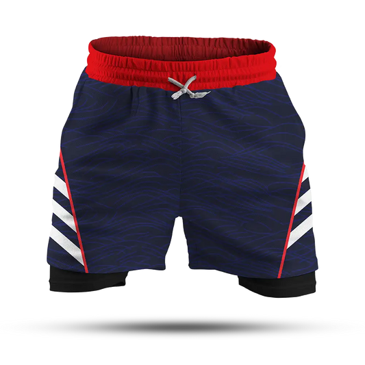 Custom Navy Double-Layer Fight Shorts