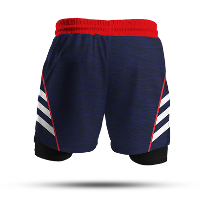 Custom Navy Double-Layer Fight Shorts