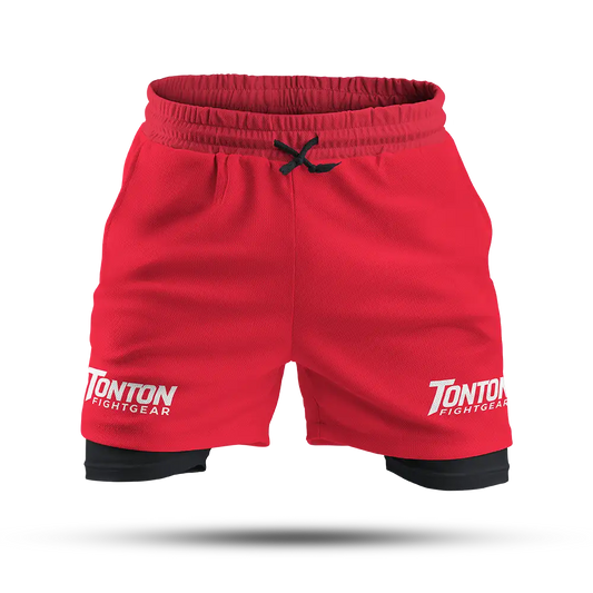 Custom Red Double-Layer Fight Shorts