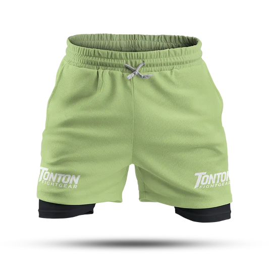 Custom Green Double-Layer Fight Shorts