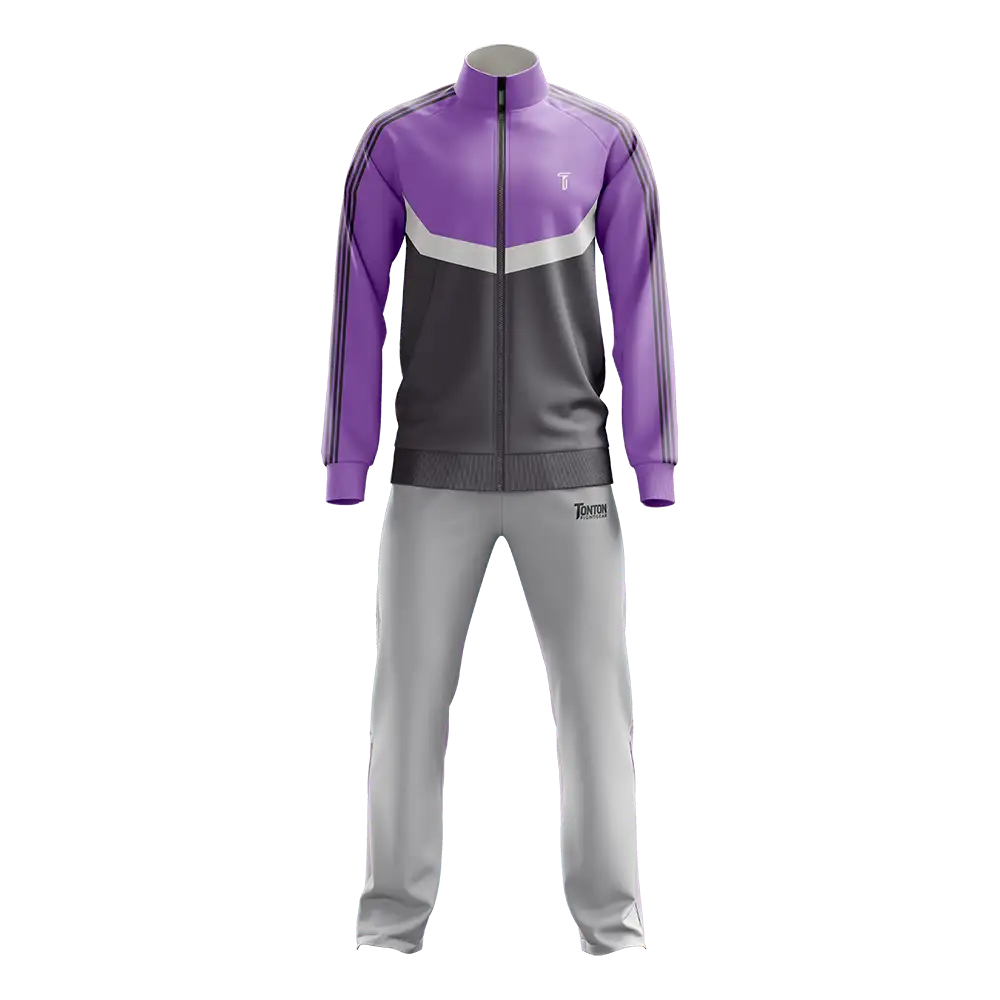 Custom Grey-Purple Boxing Athletic Tracksuit