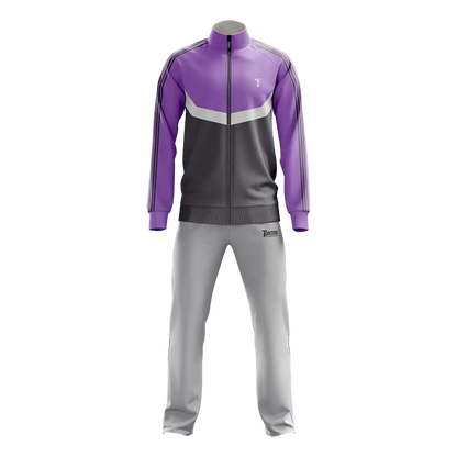 Custom Grey-Purple Boxing Athletic Tracksuit